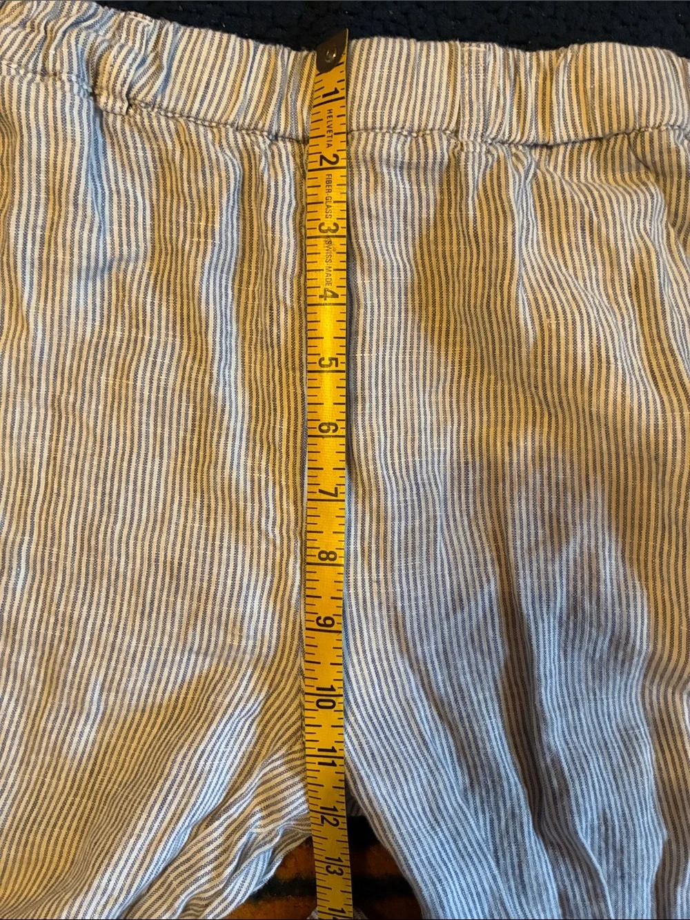 Quince Light Blue / gray & White Striped 100% linen Pants